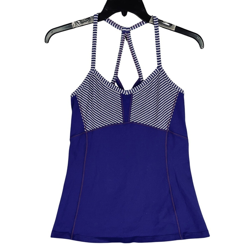 Athleta Tank Top Womens M Blue Mesh Racerback Athleisure Activewear Gym Yoga